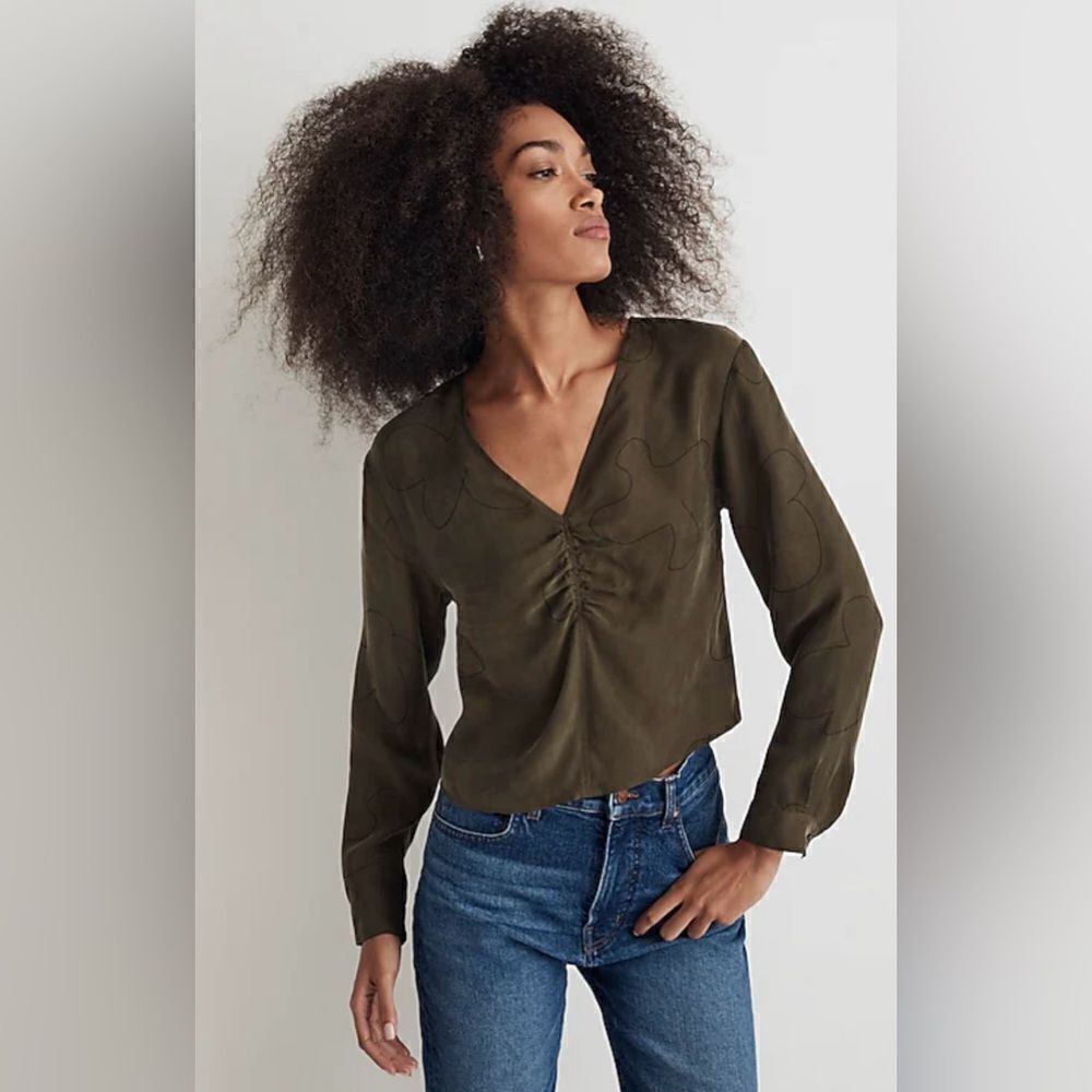 Madewell Brushed Ruched-Front Top